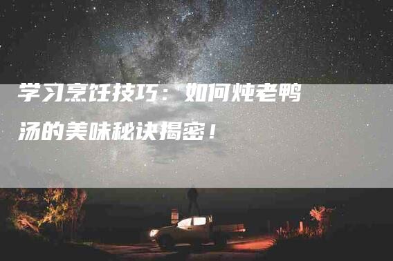 学习烹饪技巧：如何炖老鸭汤的美味秘诀揭密！