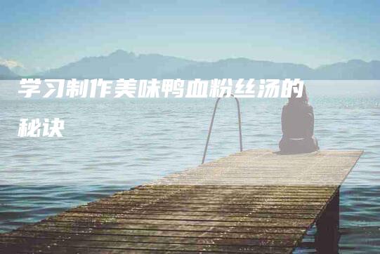 学习制作美味鸭血粉丝汤的秘诀-家政服务网